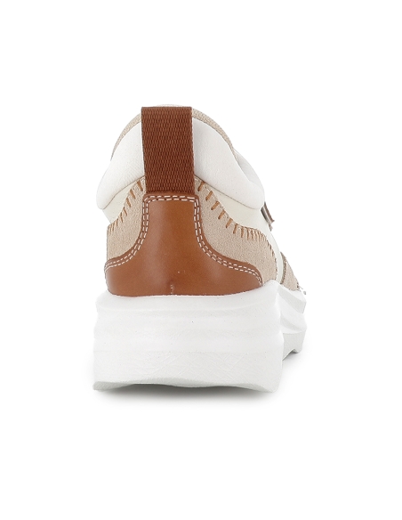 Deportiva piel cordones y cuña baja comoda mujer blanca