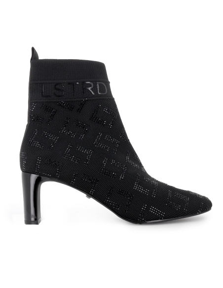 Botin punto efecto calcetin tacon 6cm mujer negro