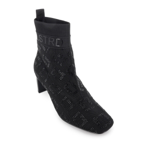 Botin punto efecto calcetin tacon 6cm mujer negro 2