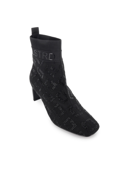 Botin punto efecto calcetin tacon 6cm mujer negro