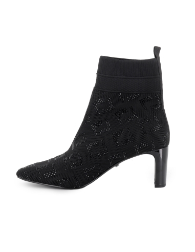 Botin punto efecto calcetin tacon 6cm mujer negro