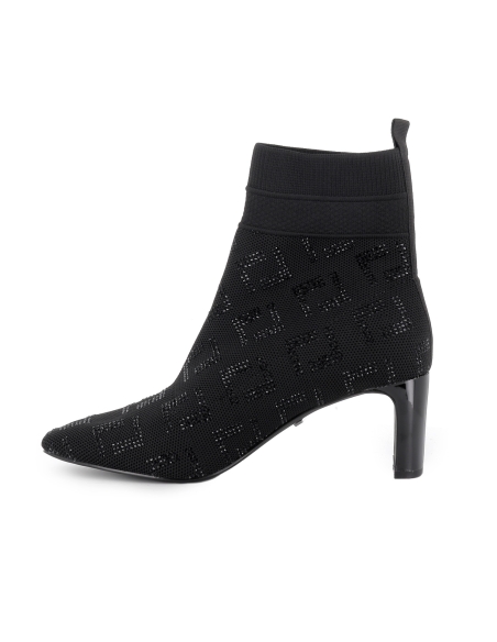 Botin punto efecto calcetin tacon 6cm mujer negro