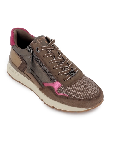 Deportivo nylon combi cuña cremallera y cordones mujer bronce