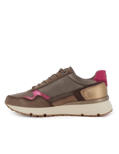 Deportivo nylon combi cuña cremallera y cordones mujer bronce