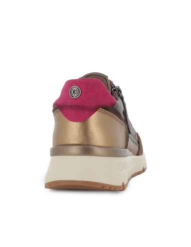 Deportivo nylon combi cuña cremallera y cordones mujer bronce