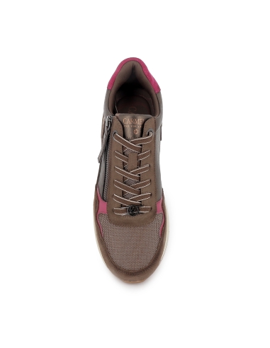 Deportivo nylon combi cuña cremallera y cordones mujer bronce