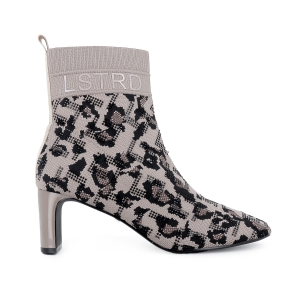 Botin punto efecto calcetin tacon 6cm mujer leopardo