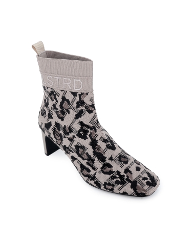 Botin punto efecto calcetin tacon 6cm mujer leopardo