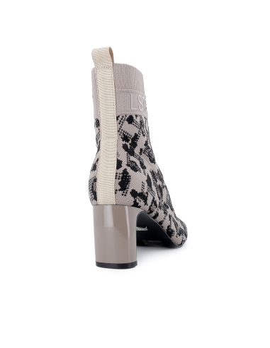 Botin punto efecto calcetin tacon 6cm mujer leopardo