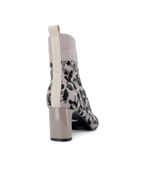 Botin punto efecto calcetin tacon 6cm mujer leopardo