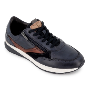 Zapato cordones sport piel con cremallera cordones azul 2