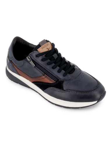 Zapato cordones sport piel con cremallera cordones azul