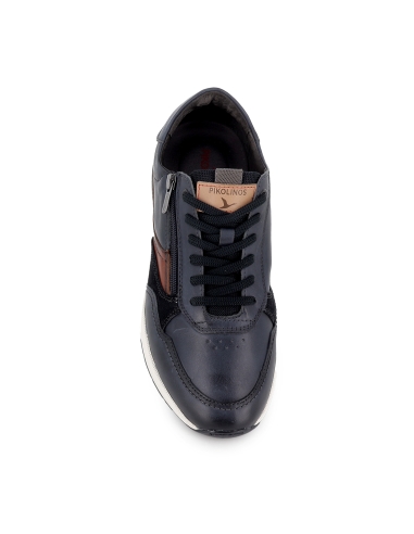 Zapato cordones sport piel con cremallera cordones azul