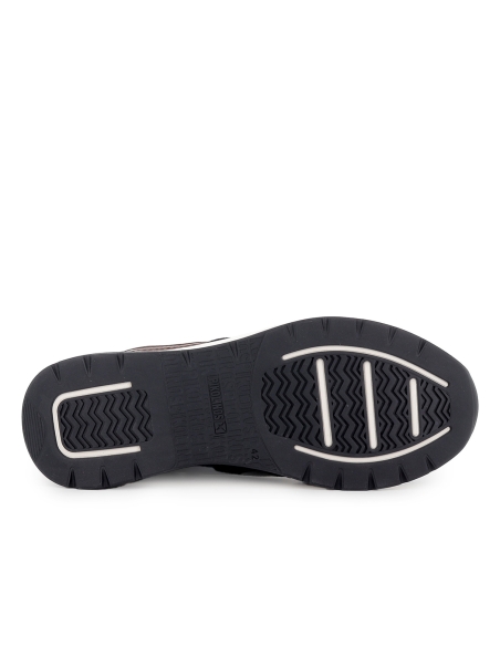 Zapato cordones sport piel con cremallera cordones azul