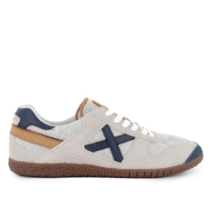 Deportivo piel cuero y textil estilo años 80 hombre gris