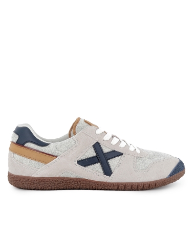 Deportivo piel cuero y textil estilo años 80 hombre gris