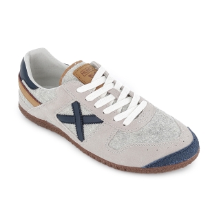 Deportivo piel cuero y textil estilo años 80 hombre gris 2