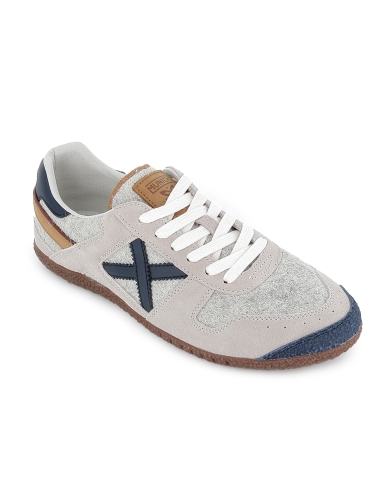 Deportivo piel cuero y textil estilo años 80 hombre gris
