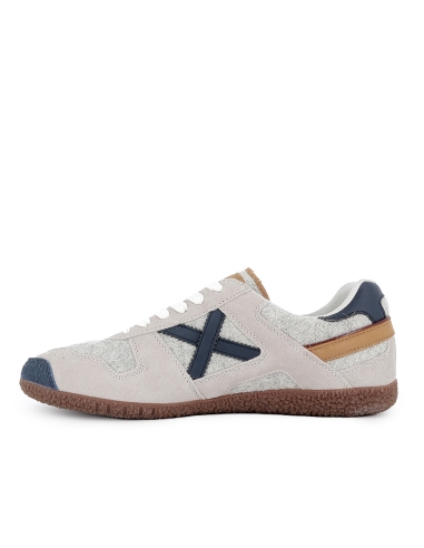 Deportivo piel cuero y textil estilo años 80 hombre gris