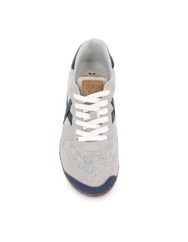 Deportivo piel cuero y textil estilo años 80 hombre gris