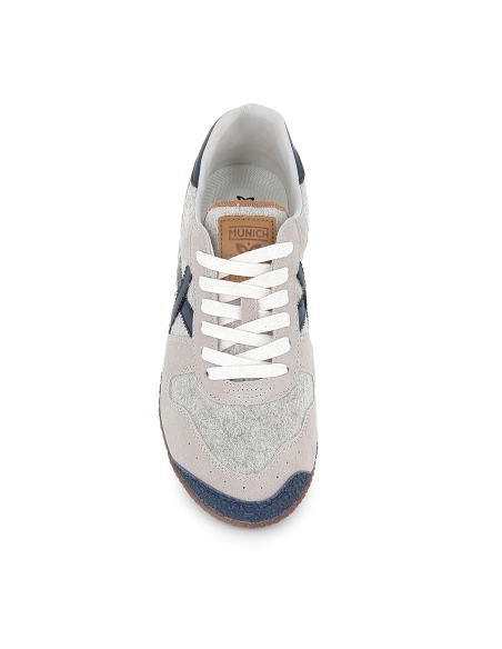 Deportivo piel cuero y textil estilo años 80 hombre gris