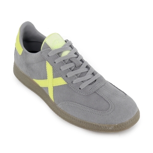 Deportiva tenis piel y serraje puntera contraste hombre gris 2