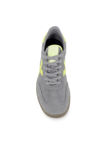 Deportiva tenis piel y serraje puntera contraste hombre gris