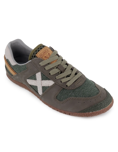 Deportivo piel cuero y textil estilo años 80 hombre marron