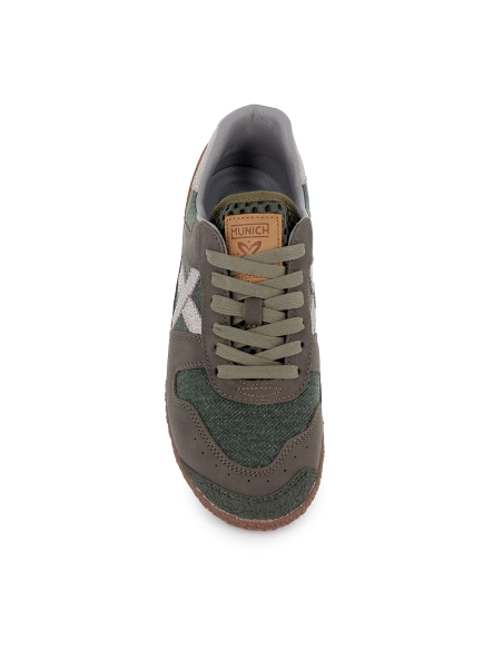 Deportivo piel cuero y textil estilo años 80 hombre marron