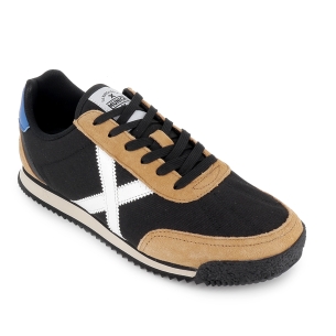 Deportiva cordones serraje y nylon hombre negra 2