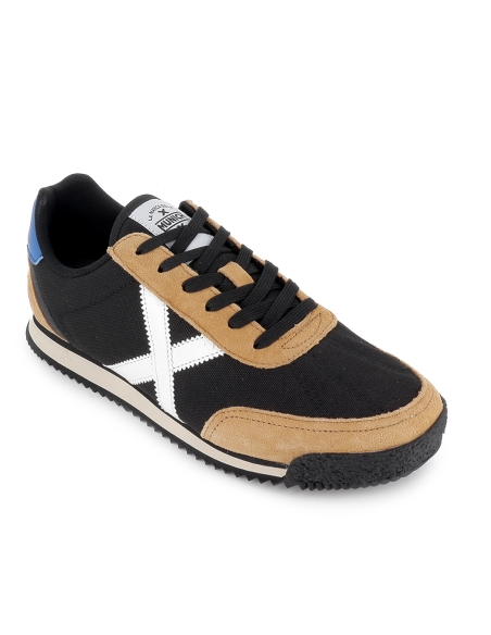 Deportiva cordones serraje y nylon hombre negra