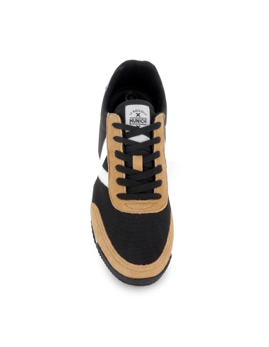 Deportiva cordones serraje y nylon hombre negra