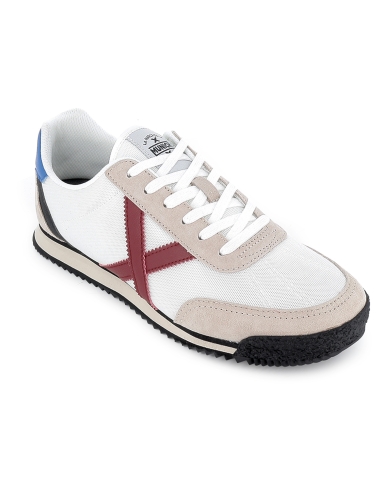 Deportiva cordones serraje y nylon hombre blanca combi