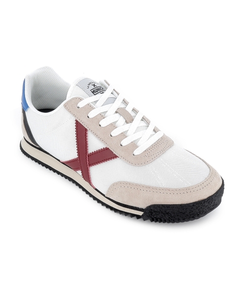 Deportiva cordones serraje y nylon hombre blanca combi