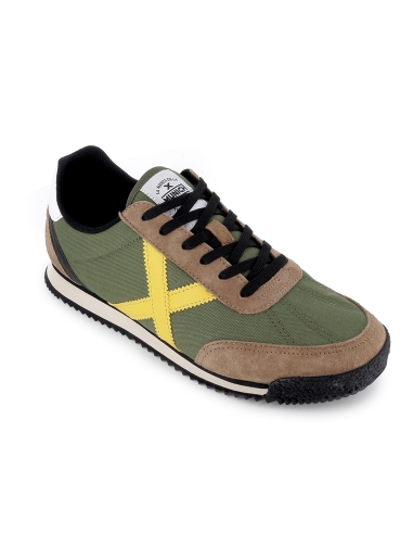 Deportiva cordones serraje y nylon hombre verde