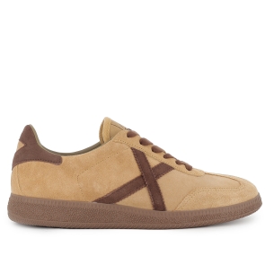Deportiva tenis piel y serraje puntera contraste hombre camel