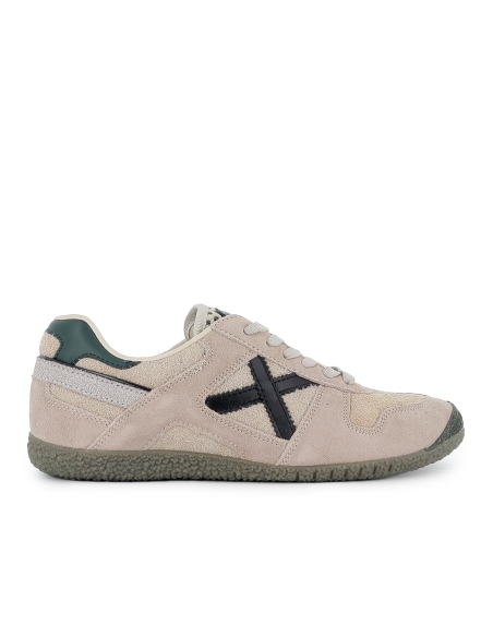 Deportivo piel cuero y textil estilo años 80 hombre camel