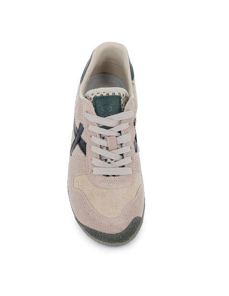 Deportivo piel cuero y textil estilo años 80 hombre camel