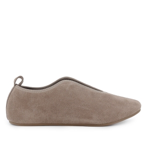 Zapato elasticos piel serraje flexible plano mujer taupe