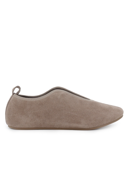 Zapato elasticos piel serraje flexible plano mujer taupe