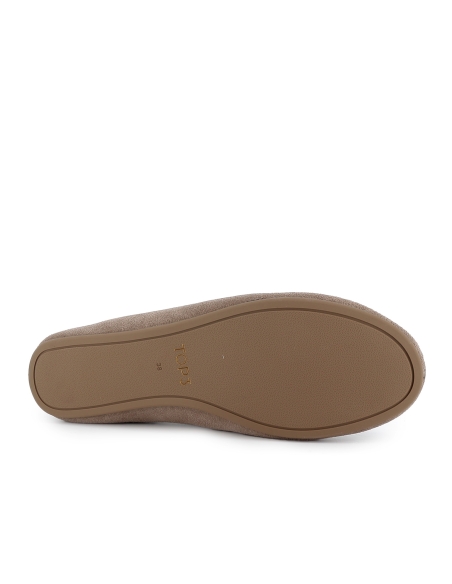 Zapato elasticos piel serraje flexible plano mujer taupe