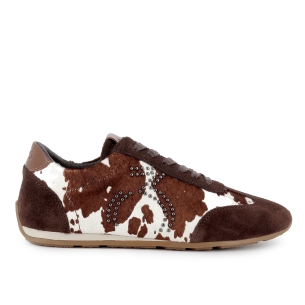 Deportivo piel y animal print suela fina y flexible mujer marron