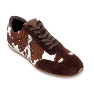 Deportivo piel y animal print suela fina y flexible mujer marron 2