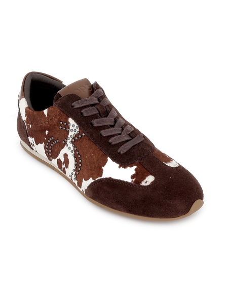 Deportivo piel y animal print suela fina y flexible mujer marron
