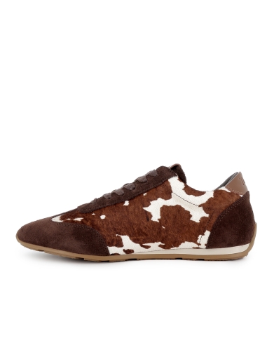 Deportivo piel y animal print suela fina y flexible mujer marron