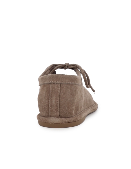 Zapato cordones piel serraje flexible plano mujer taupe