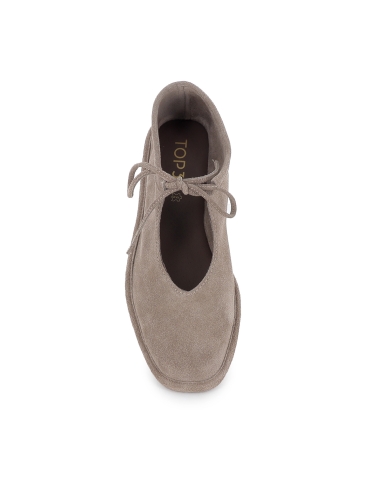 Zapato cordones piel serraje flexible plano mujer taupe