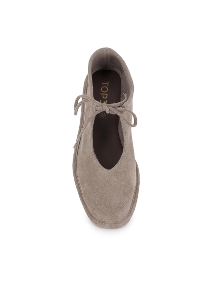 Zapato cordones piel serraje flexible plano mujer taupe