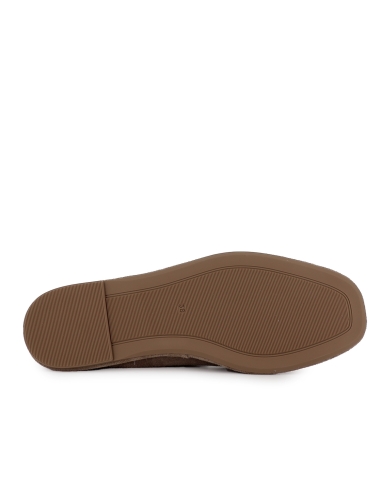 Zapato cordones piel serraje flexible plano mujer taupe