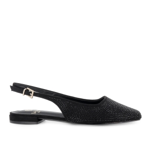 Bailarina destalonada pedreria vestir tacon bajo mujer negro